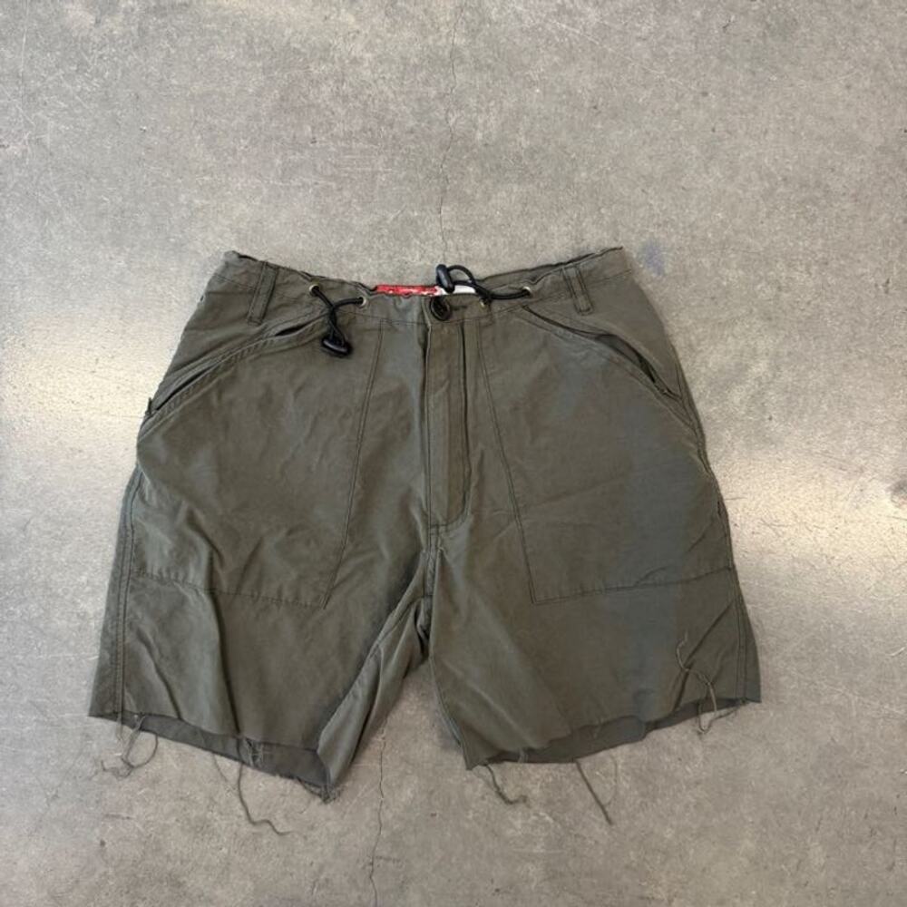 Vintage Y2K Hiking Green Cargo Mid Rise Utility Cut-Off Shorts Nature Small
